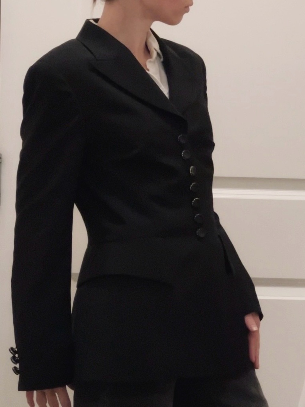 Vintage ESCADA Wool Mohair Black Blazer Jacket Size 38